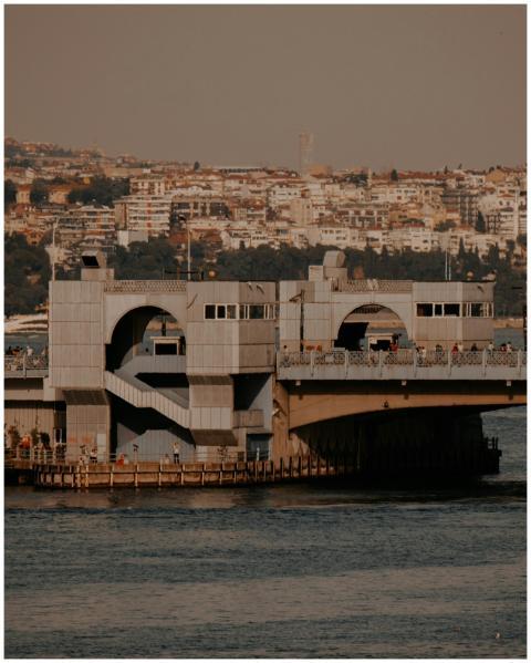 View of the iconic Galata Bridge spanning the Gold