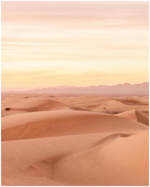 Serene golden dunes in Glamis Desert, California,