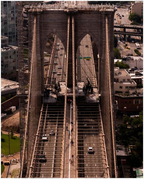 A stunning aerial view of the iconic Brooklyn Brid