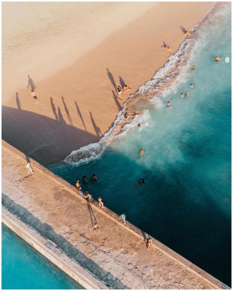 A stunning aerial shot capturing people enjoying t