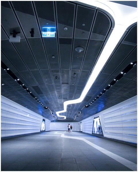 Modern underground tunnel in Sydney with dynamic l