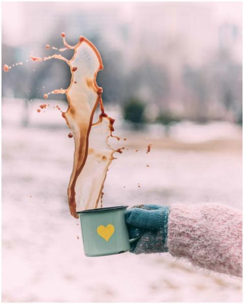 Dramatic coffee splash as seen in a winter park se