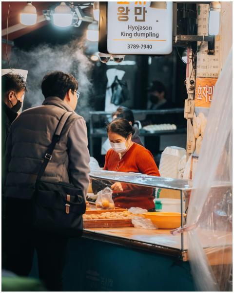 Street food vendor in South Korea serving deliciou