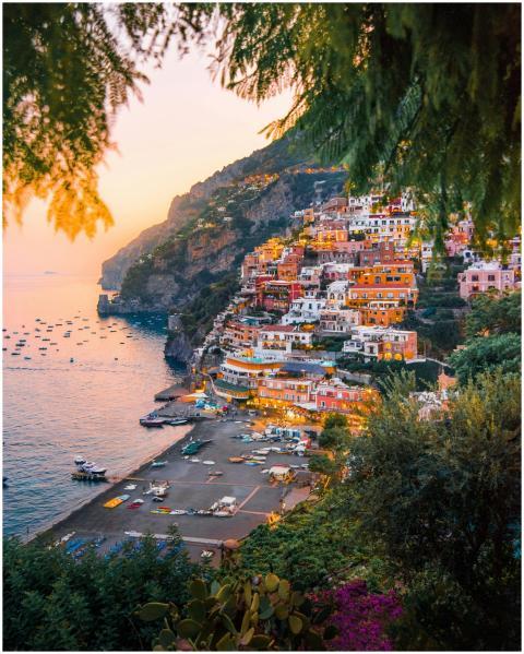 Breathtaking view of Positano's colorful cliffside