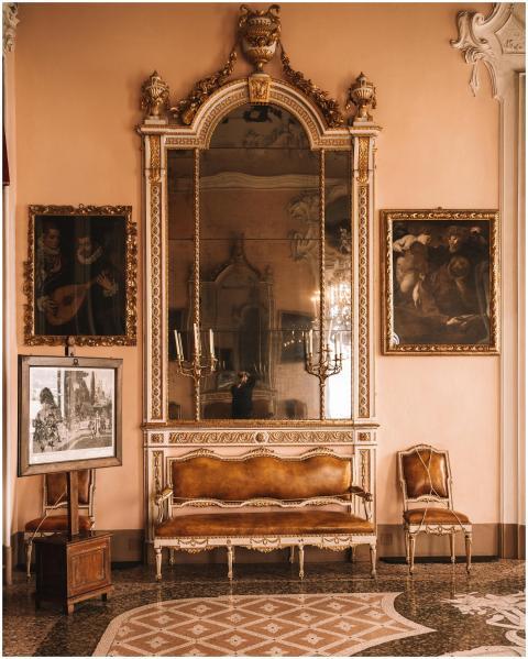 Luxurious interior of an Italian palace with ornat