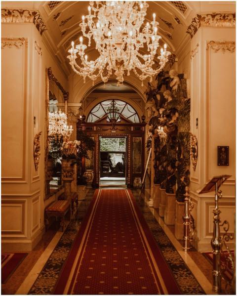 Luxurious hotel lobby in Stresa, Italy featuring a