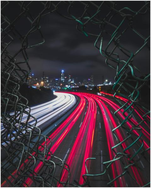 Long exposure captures urban expressway lights thr