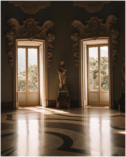 Sunlit elegant interior room in Stresa, Italy feat