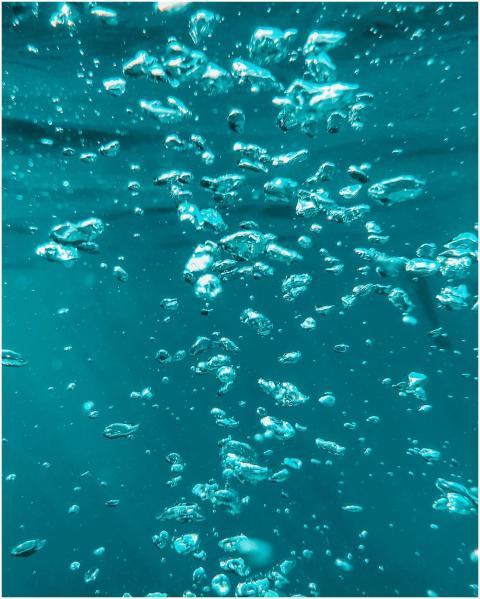 Beautiful underwater shot capturing bubbles rising