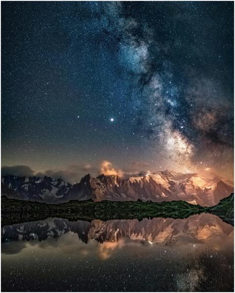 Breathtaking view of the Milky Way over Mont Blanc