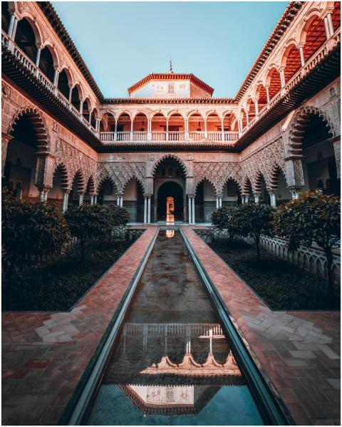 Majestic Alcazar of Seville courtyard with elegant
