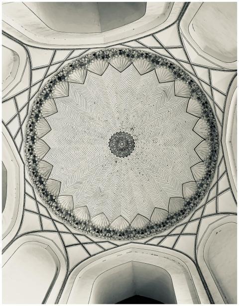 A beautiful close-up of the detailed dome ceiling