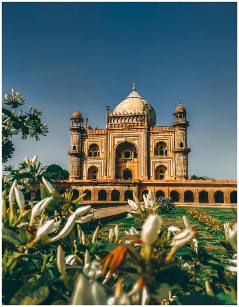 Majestic view of Safdarjung Tomb surrounded by gar