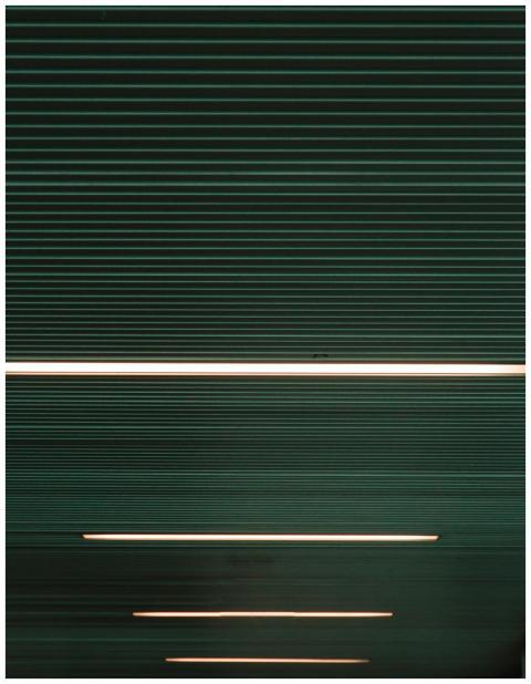 Abstract view of modern ceiling with linear lights