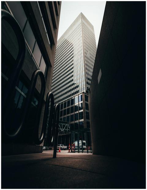 Low angle view of a skyscraper in downtown Minneap