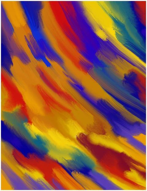 Dynamic colorful abstract painting with vibrant br
