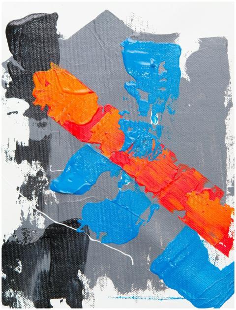 Colorful abstract art with striking red, blue, and