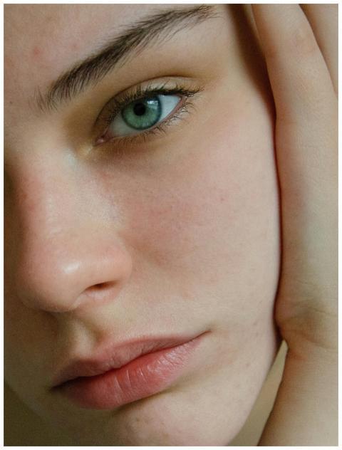 Close-up portrait showcasing natural skin texture