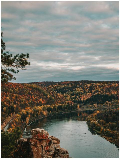 Breathtaking aerial view of a river winding throug