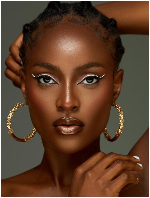 Stunning studio portrait of a woman with striking