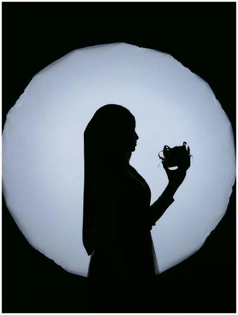 Mystical Silhouette Woman Holding