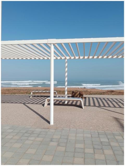 Bright pergola by the seaside in Casablanca, Moroc