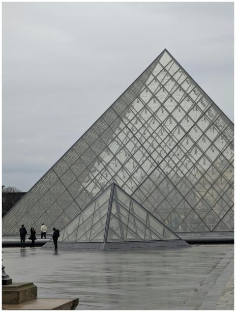 Louvre Pyramid Paris Cloudy