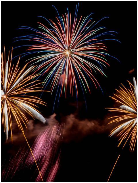 Colorful fireworks exploding in a dazzling night s