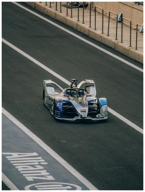 Formula E car on track in Ciudad de México during