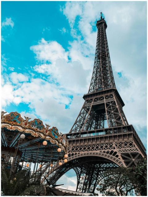 Eiffel Tower in Paris with carousel in foreground