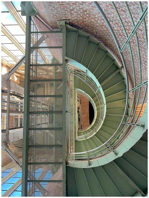 Intricate spiral staircase inside La Plata Cathedr