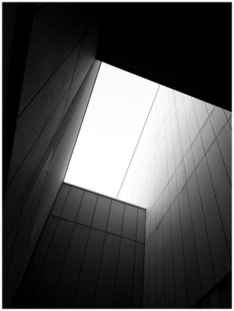 Black and white abstract architectural view from b
