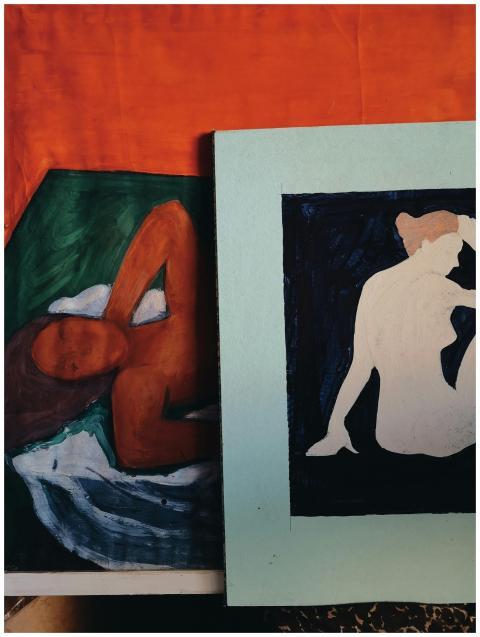 A collection of vibrant abstract art pieces showca