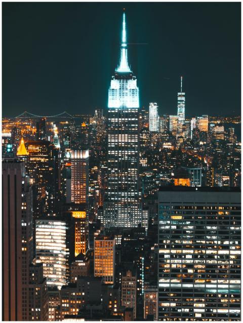 Stunning view of the Empire State Building illumin