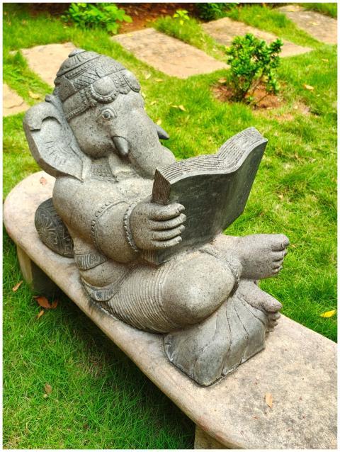 Statue Ganesha Reading Book