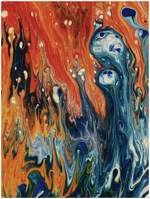 Captivating abstract art with vibrant reds and blu