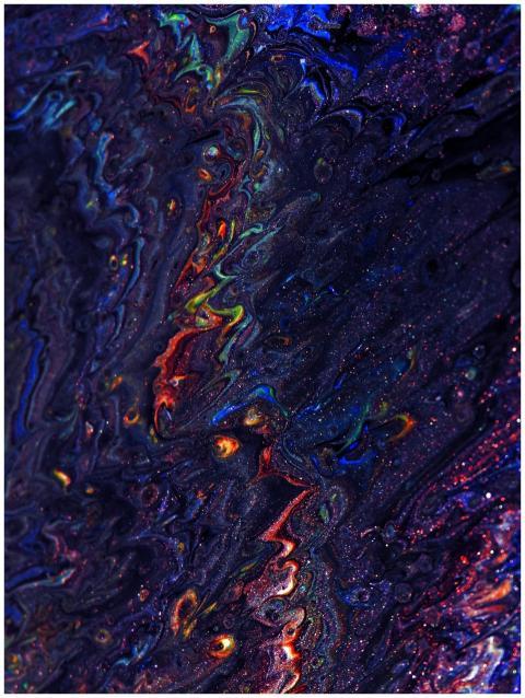 Colorful abstract painting with swirling textures