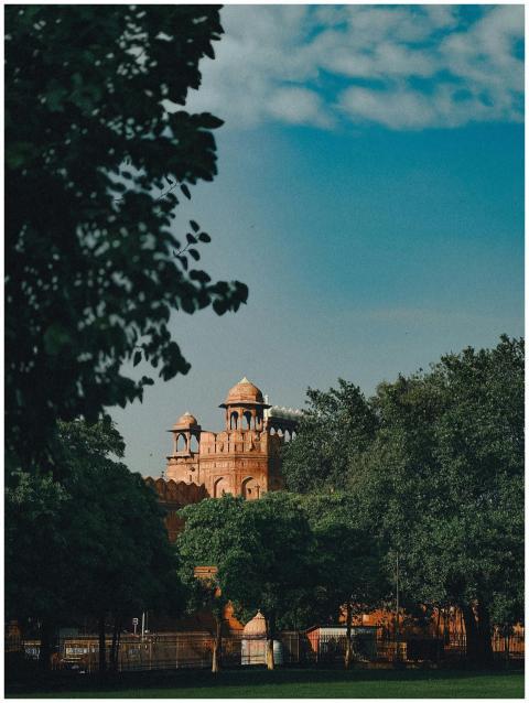 Scenic view of the historic Red Fort in Delhi, fra