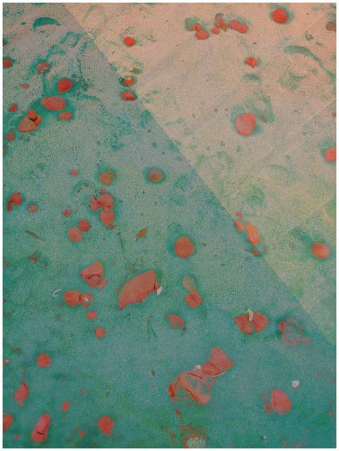 Top view of acrylic abstract artwork with contrast