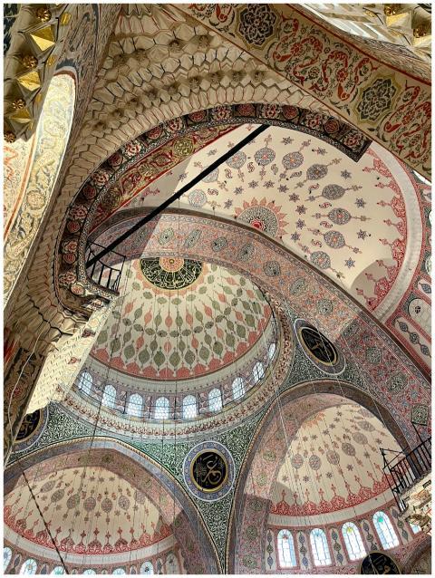 Beautiful interior of a mosque showcasing detailed