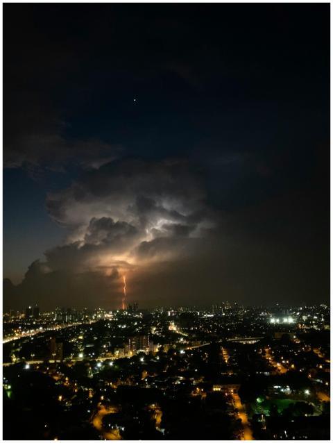 A vivid lightning strike over Kuala Lumpur citysca