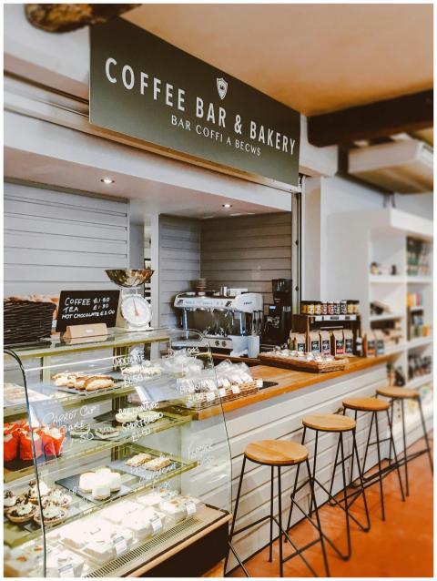 Inviting indoor scene of a bakery cafe with pastri