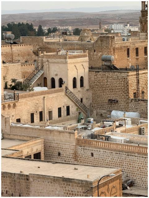 A charming view of traditional stone houses in Mid