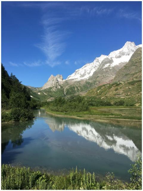 Scenic mountain view with perfect lake reflection
