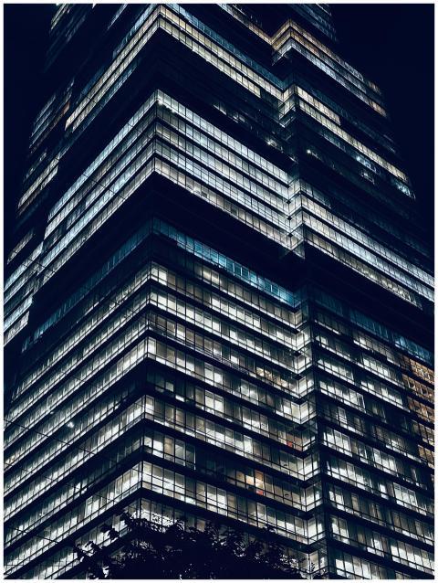 Modern Skyscraper Night Illuminated