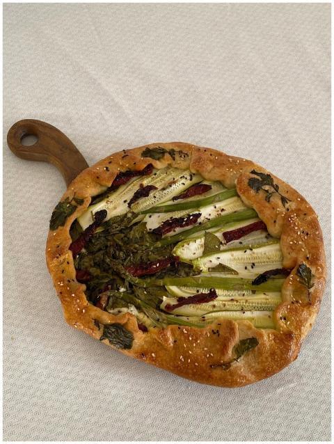 A mouthwatering homemade vegetable galette topped