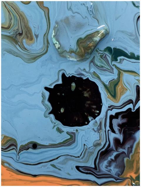 Dynamic abstract artwork with swirling patterns in