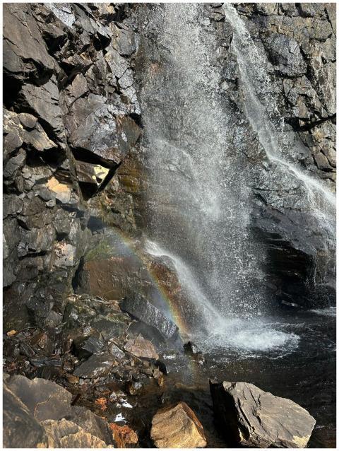 Majestic Waterfall Rainbow Rocky