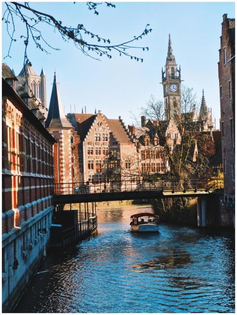 Scenic view of Ghent's historic architecture along