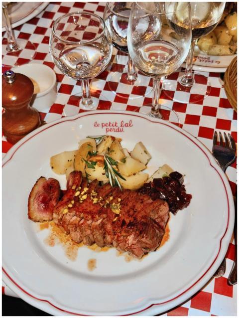 Gourmet steak and potatoes elegantly served at a F